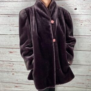 Vintage Plum Faux Fur Coat Workers Union Label